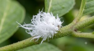 アオバハゴロモの白い幼虫